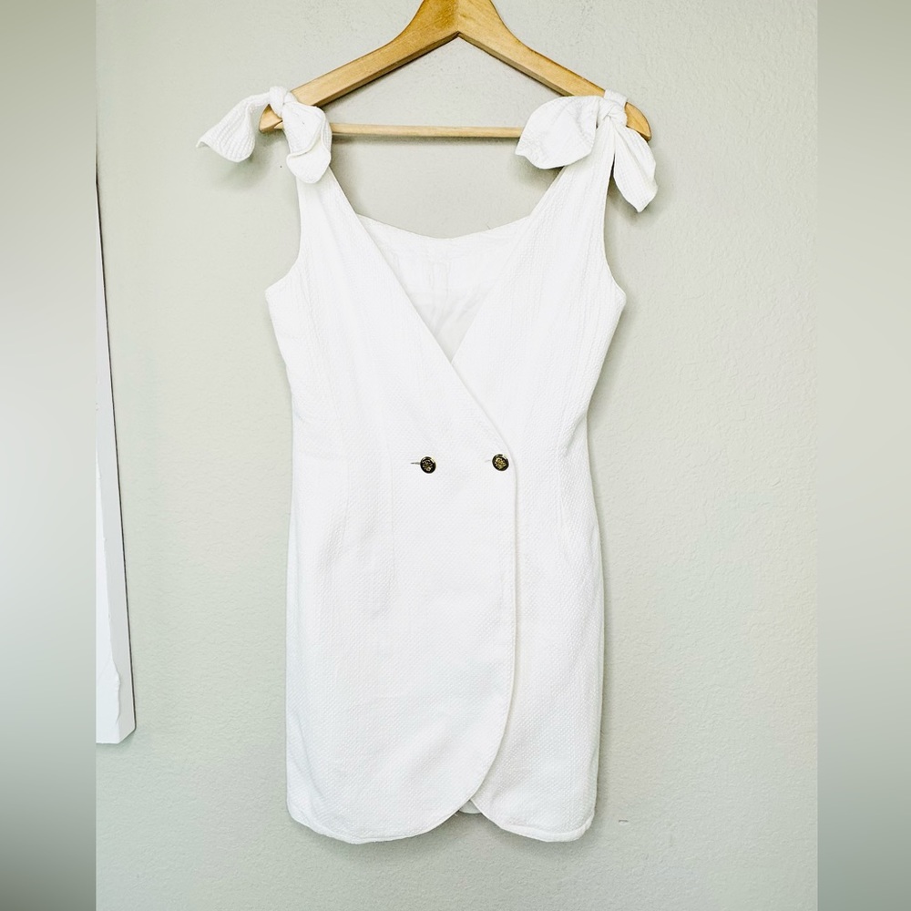 White Sleeveless Bow Mini Dress - Picture 5 of 15